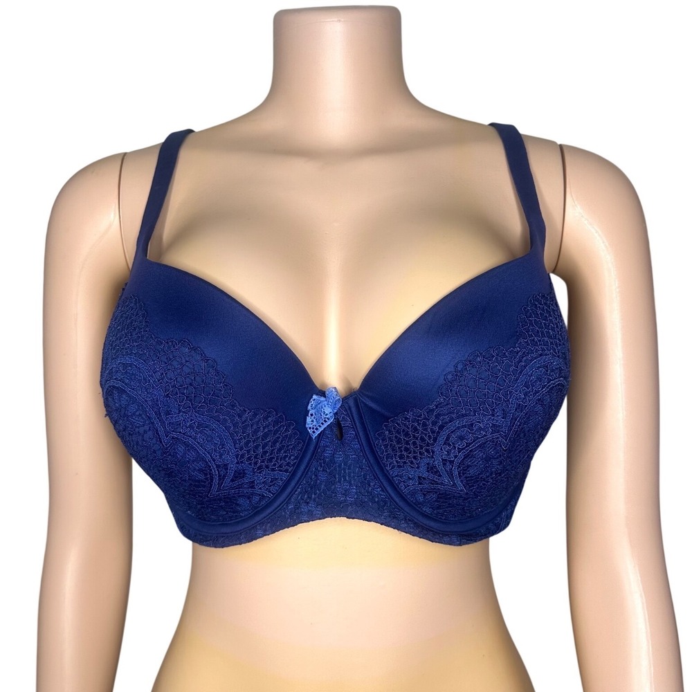 Victoria's Secret Body By Victoria Lined Demi-Buste Double Bra Size 38DD Blue